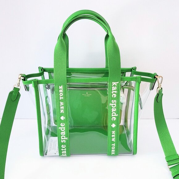 Kate Spade KL064 Kip See Through PVC Small Tote Stadium Bag Handbag Green - Picture 1 of 7